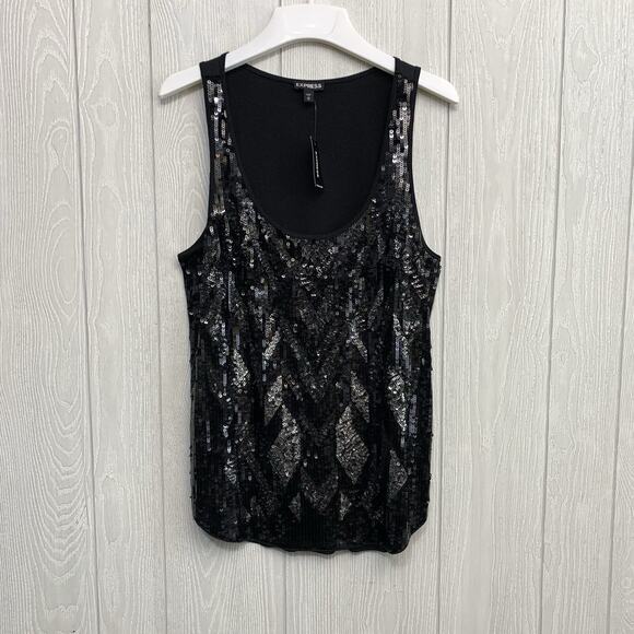 Express Black Sequin Tank Medium NWT - Picture 1 of 4